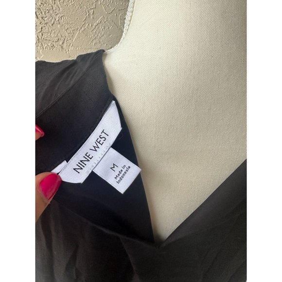 NINE WEST Black Drop Waist Ruffle Dress Size M - Picture 7 of 7